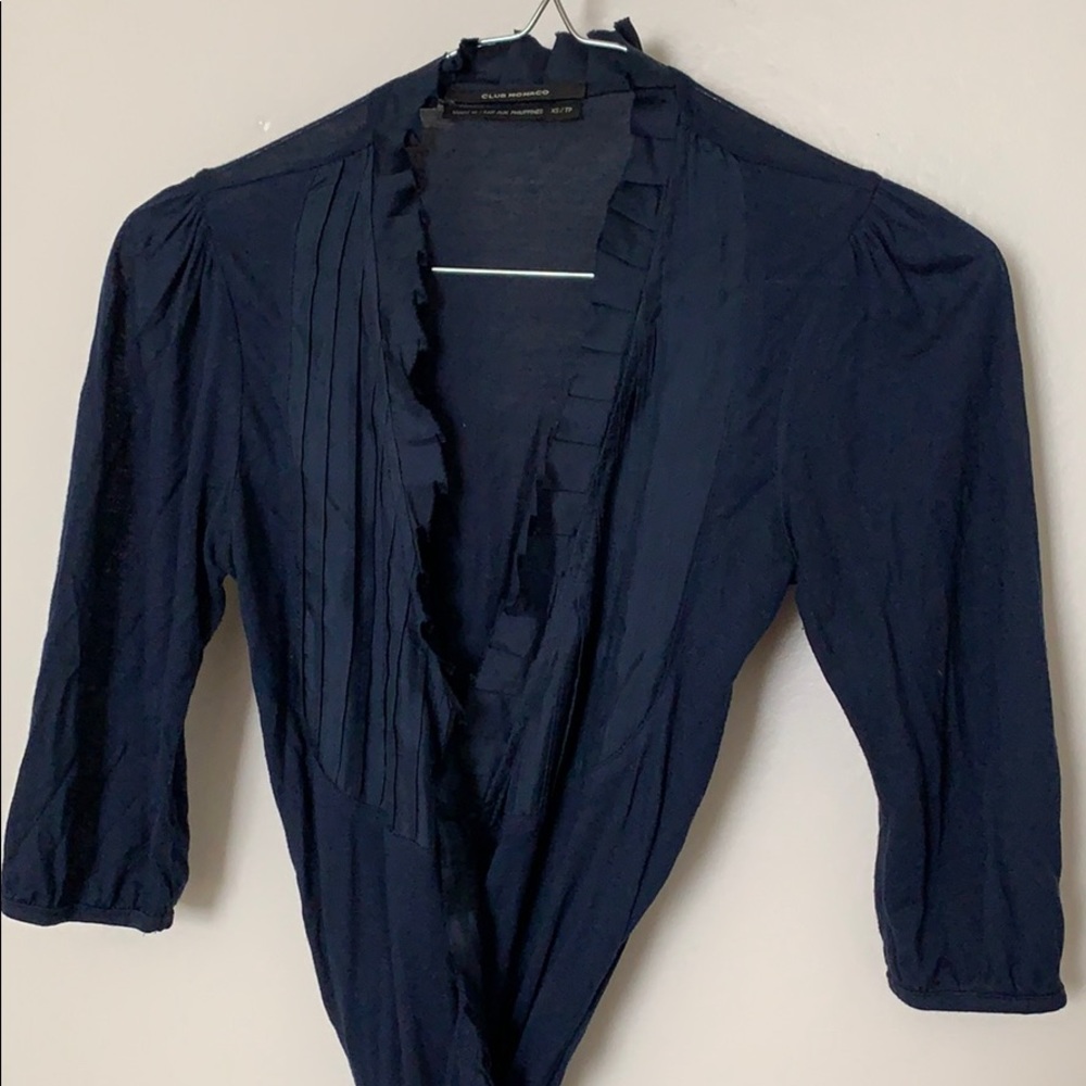 Club Monaco Navy Blue Wrap Top